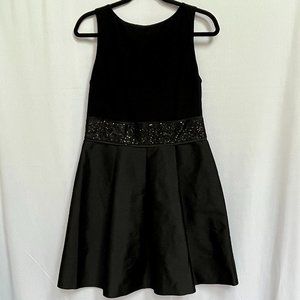 Black Formal Dress with Taffeta-Like Skirt & Sequined Waist / Size 10